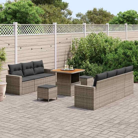 Mobilier de Terrasse Modulable Rotin Synthétique 10 Pièces Rangement Pratique et Confort Gris – ComfortXL Outdoor Living - Image 3
