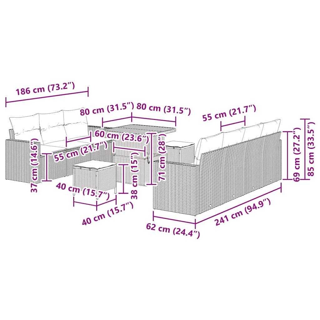 Mobilier de Terrasse Modulable Rotin Synthétique 10 Pièces Rangement Pratique et Confort Gris – ComfortXL Outdoor Living - Image 5