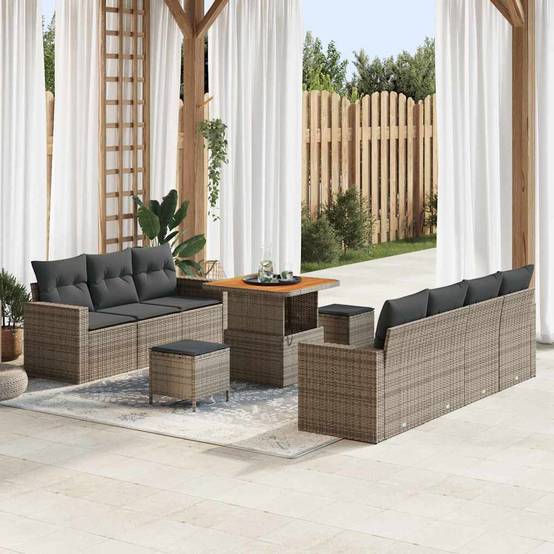Mobilier de Terrasse Modulable Rotin Synthétique 10 Pièces Rangement Pratique et Confort Gris – ComfortXL Outdoor Living - Image 1
