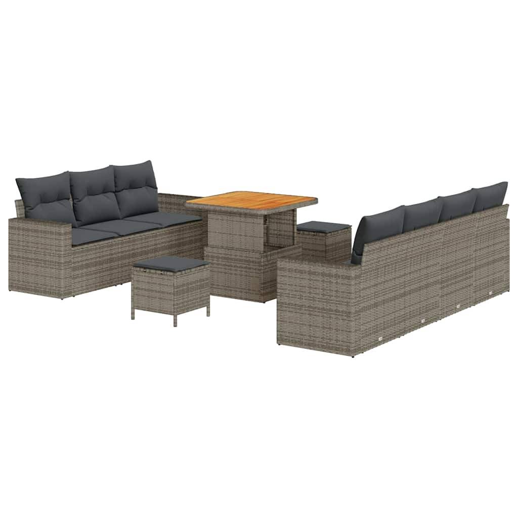 Mobilier de Terrasse Modulable Rotin Synthétique 10 Pièces Rangement Pratique et Confort Gris – ComfortXL Outdoor Living - Image 2