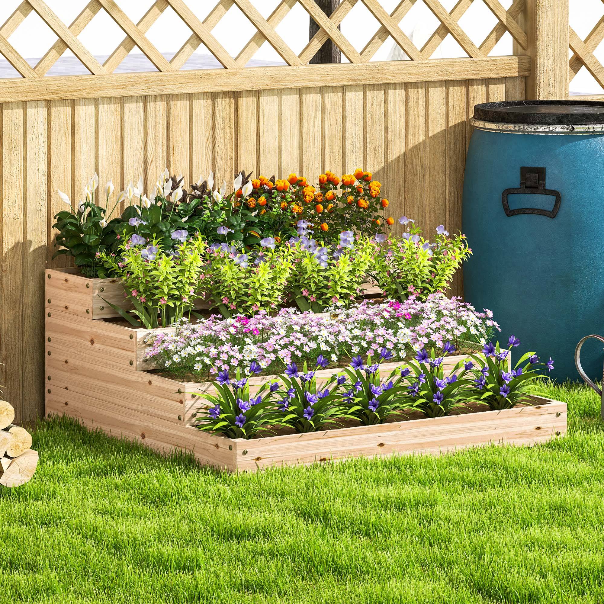 ComfortXL - Carré potager en bois de sapin 4 étages pour légumes et herbes aromatiques 113x113x46 cm - ComfortXL Outdoor Living - Image 3