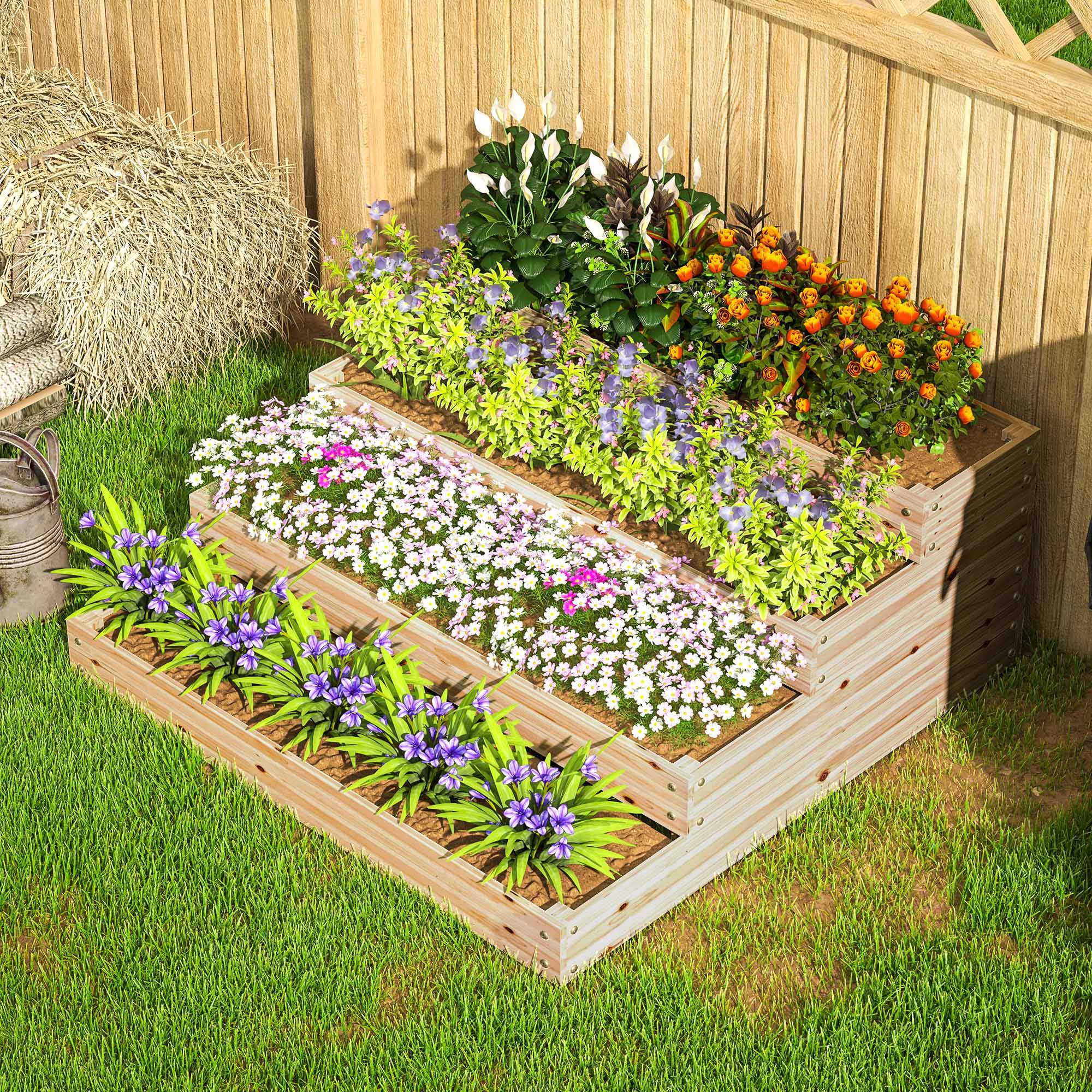 ComfortXL - Carré potager en bois de sapin 4 étages pour légumes et herbes aromatiques 113x113x46 cm - ComfortXL Outdoor Living - Image 10