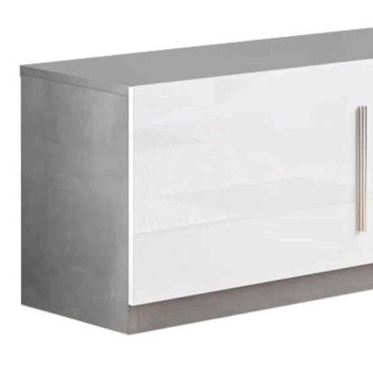 Meuble TV 2 Portes Moderne Laqué Blanc et Marbre avec Leds - CLARK - Imagen 3