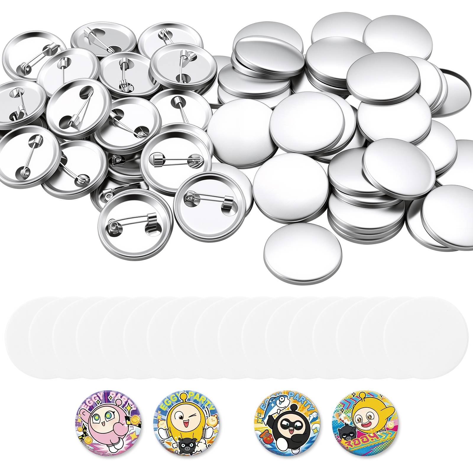 Vevor - VEVOR kit recharges 200 pcs badges 58 mm, coques métal, dos épingle, films Mylar, papier rond, pour DIY, école, atelier.
