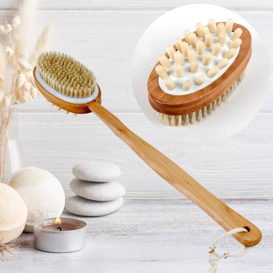 Accessoire de Massage en Bois - Brosse de bain à double usage Dualsens - Masseur en bois FSC et Soie de Sanglier - Sun&Sia - Image 1