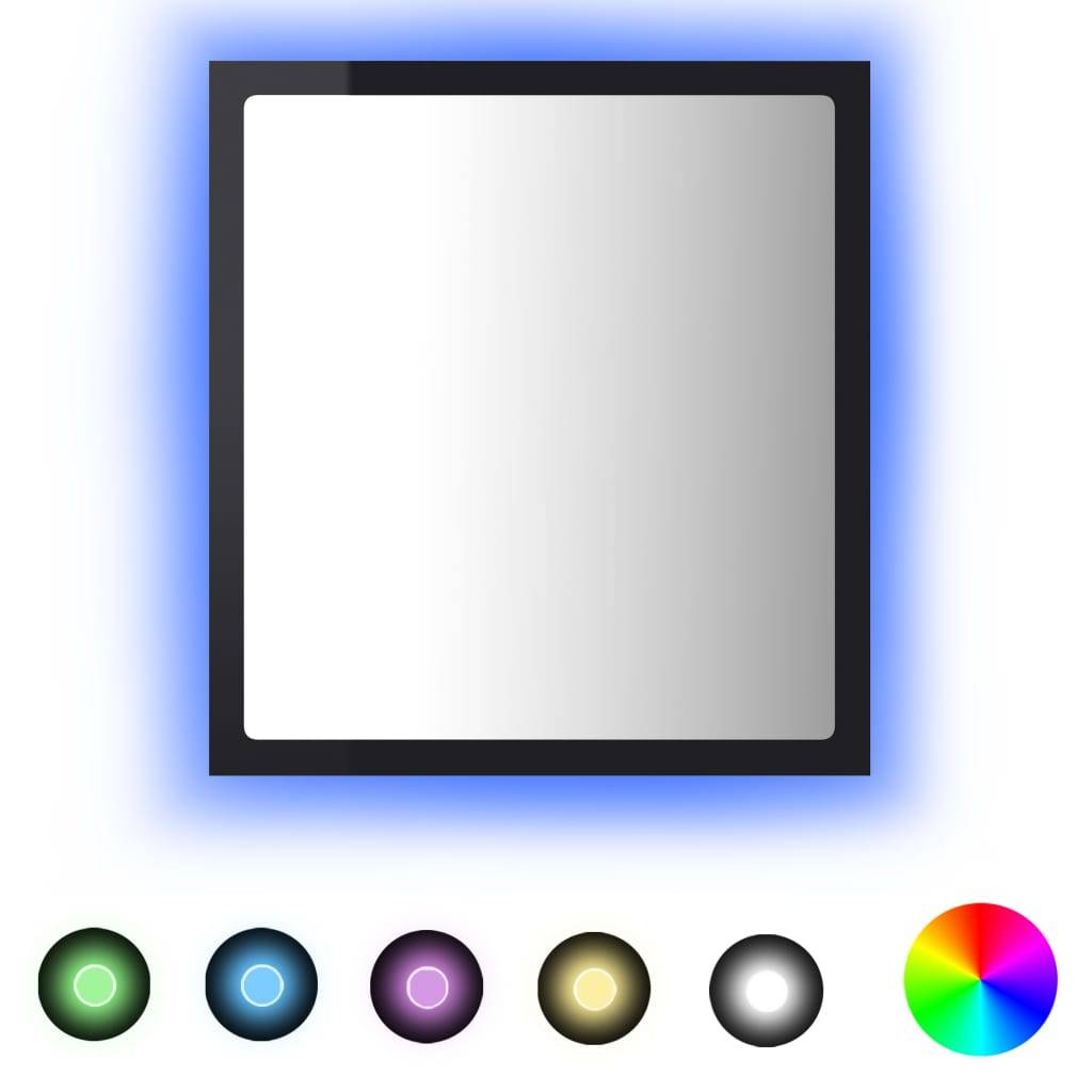 Helloshop26 - Miroir led de salle de bain 40 x 8,5 x 37cm acrylique noir brillant - Imagen 3