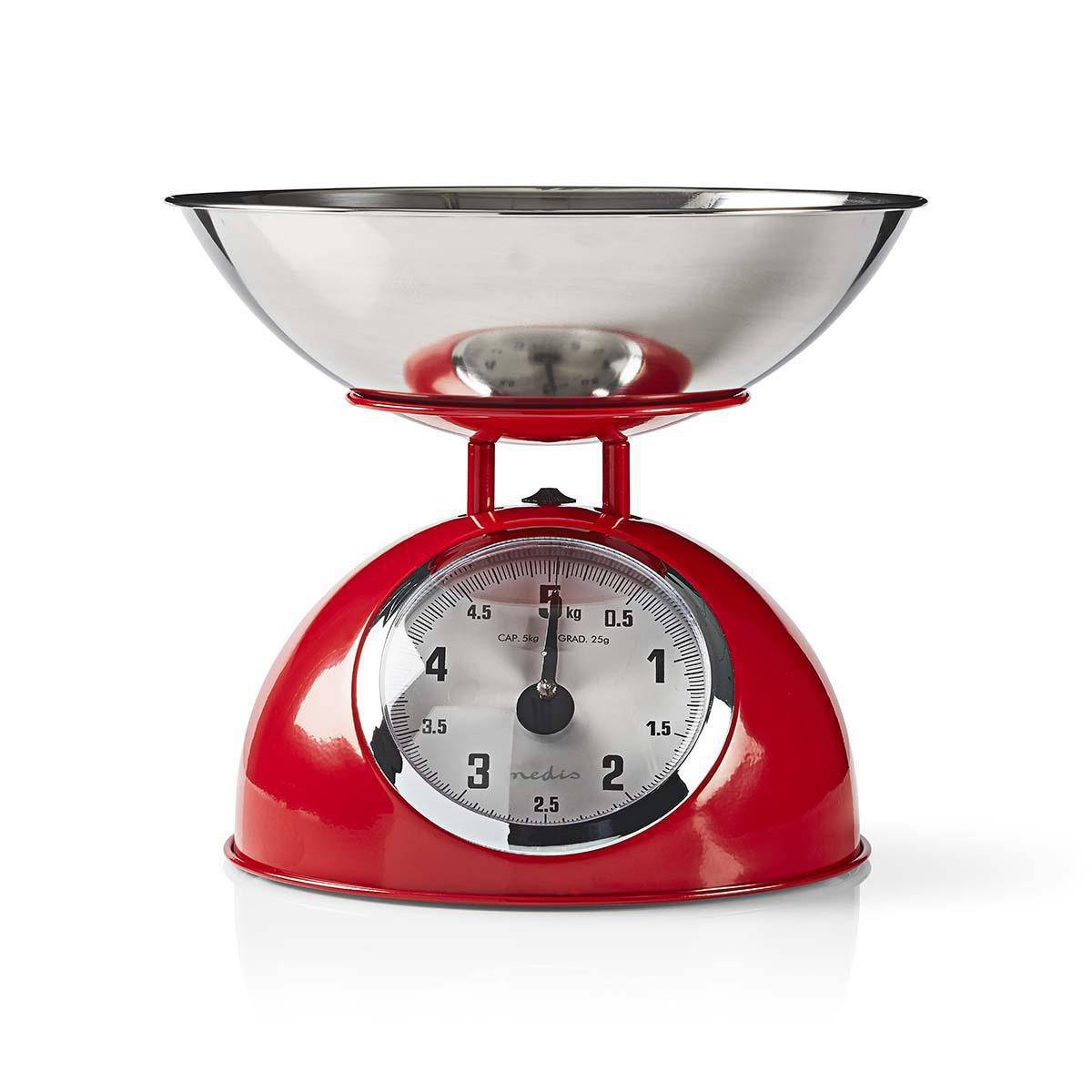 Balance de cuisine Retro Rouge Analogique Bol amovible acier 5kg Fonction Tare NEDIS - Imagen 1