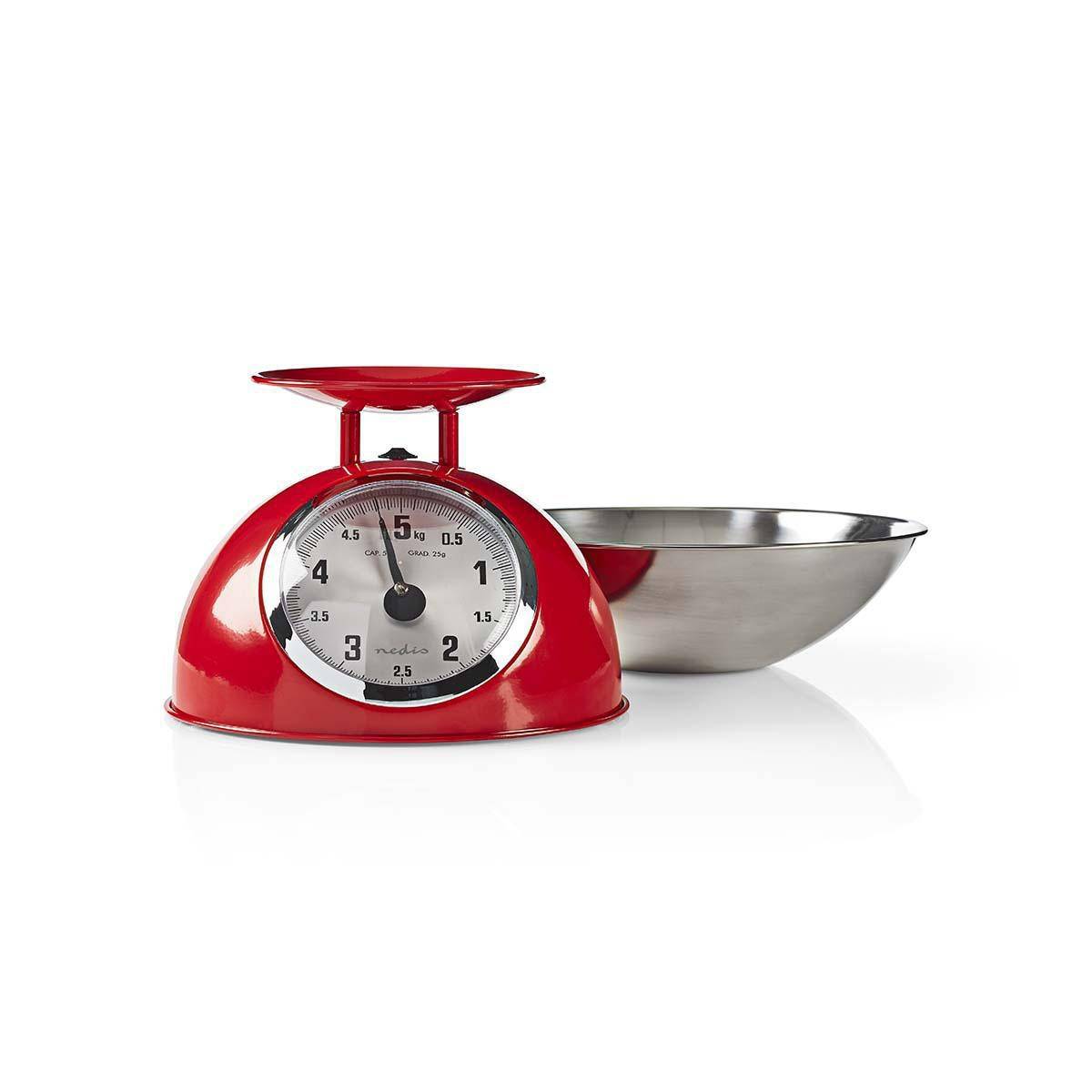 Balance de cuisine Retro Rouge Analogique Bol amovible acier 5kg Fonction Tare NEDIS - Imagen 2