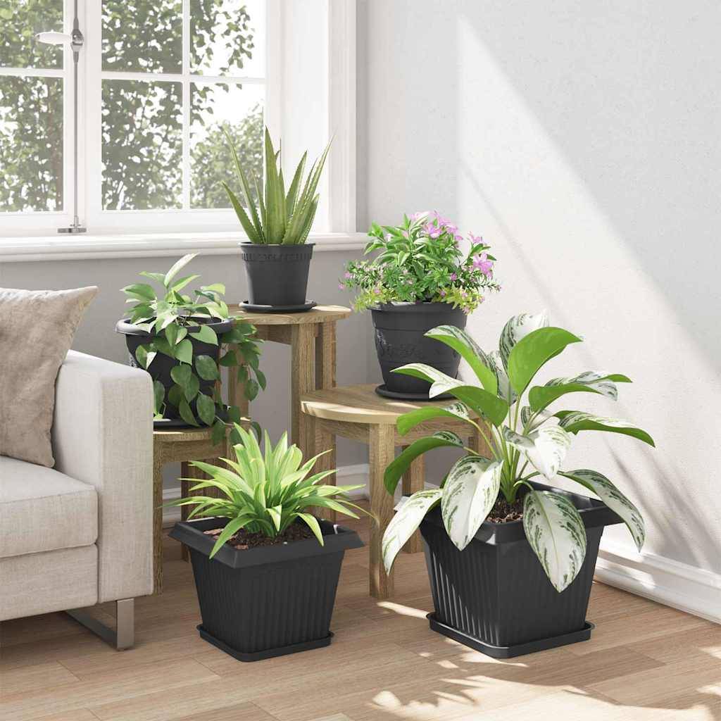 ComfortXL - Grand Lot 24 Jardinières Carrées Plastique Drainage 28,5x28,5x22 cm Noir - ComfortXL Outdoor Living - Image 4