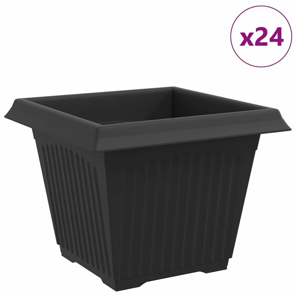 ComfortXL - Grand Lot 24 Jardinières Carrées Plastique Drainage 28,5x28,5x22 cm Noir - ComfortXL Outdoor Living - Image 2