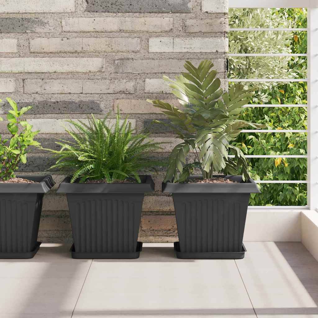 ComfortXL - Grand Lot 24 Jardinières Carrées Plastique Drainage 28,5x28,5x22 cm Noir - ComfortXL Outdoor Living - Image 1
