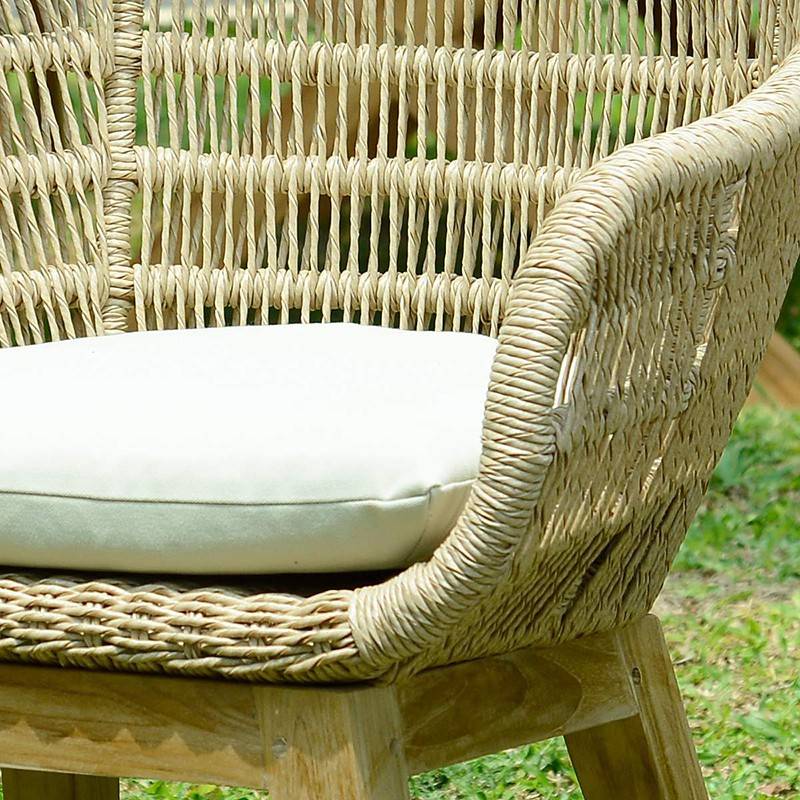 Fauteuil en résine tressée naturel Lounge avec coussin - Gecko Jardin - Imagen 3