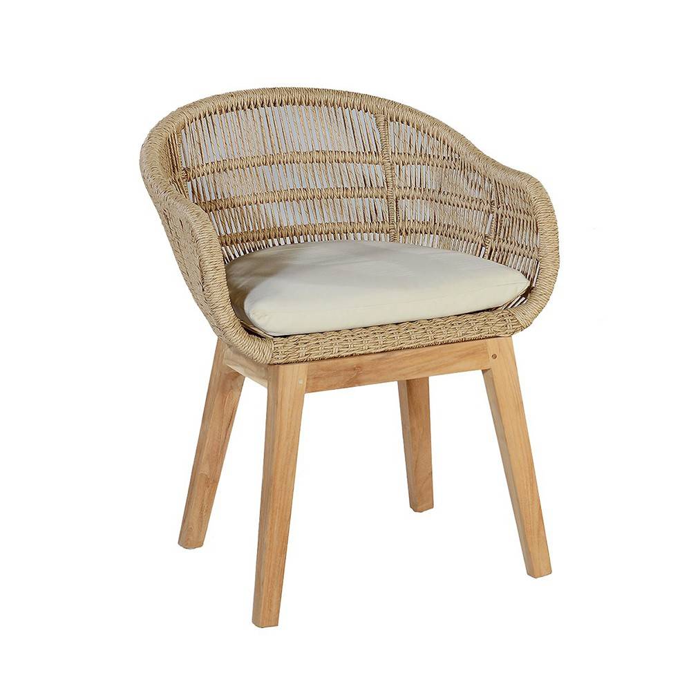 Fauteuil en résine tressée naturel Lounge avec coussin - Gecko Jardin - Imagen 2