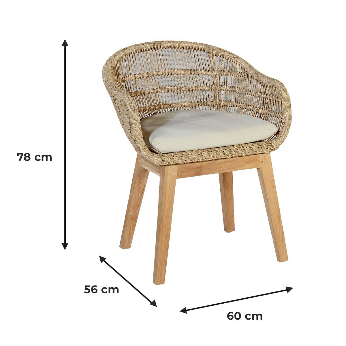 Fauteuil en résine tressée naturel Lounge avec coussin - Gecko Jardin - Imagen 8
