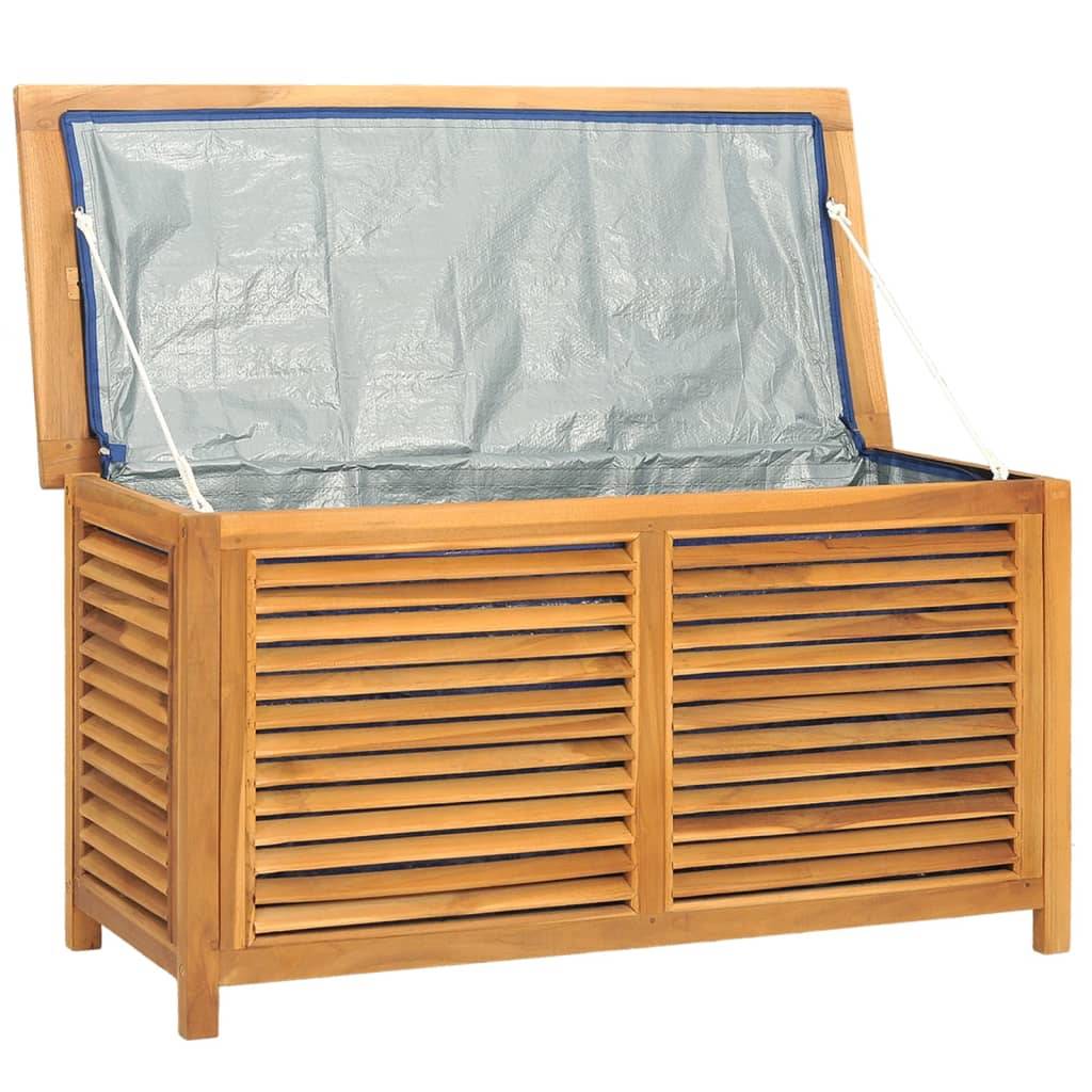 Helloshop26 - Boîte de rangement jardin et sac 114 x 50 x 58 cm bois massif teck - Imagen 4