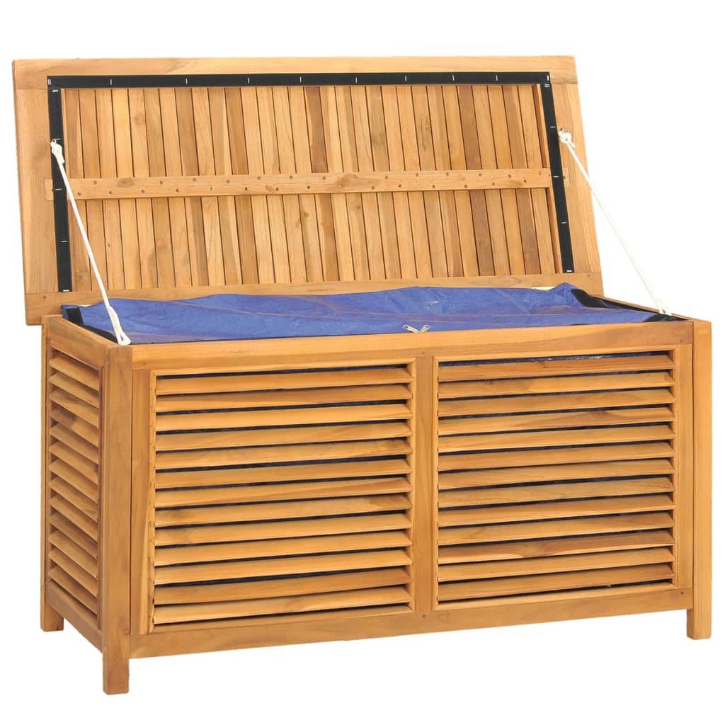 Helloshop26 - Boîte de rangement jardin et sac 114 x 50 x 58 cm bois massif teck - Imagen 3