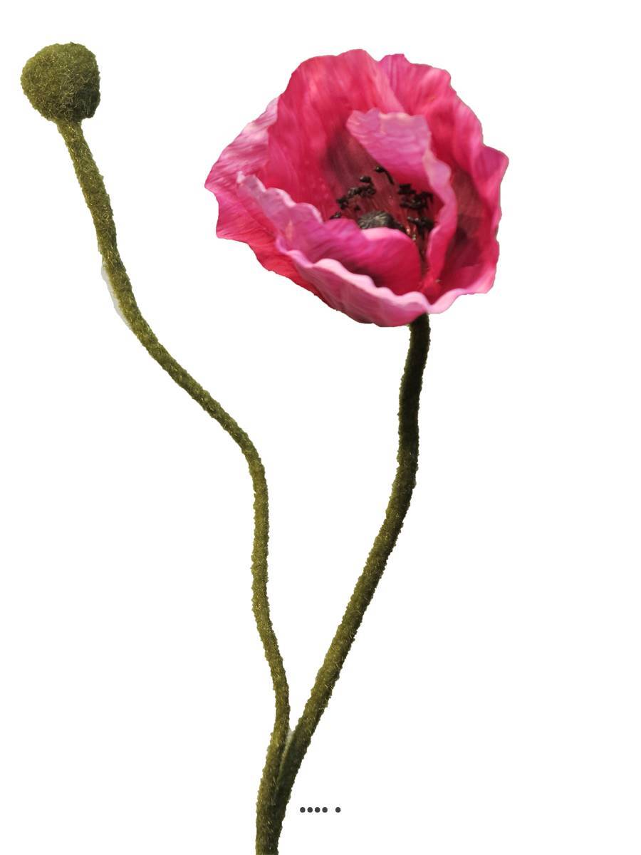 Artificielles - Pavot factice H60cm 1 fleur & 1 bouton jolie fleur Rose fushia - BEST - couleur: Rose fushia 730 - Imagen 2