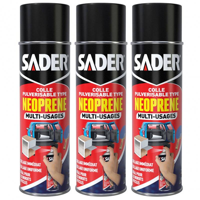 Sader - Lot de 3 Colles multi-usages pulvérisable type néoprène 200ml SADER - Image 1