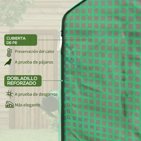 Bâche de rechange pour serre 140 x 73 x 190 cm avec porte et fenêtre zippées, protection anti-UV pour les plantes, verte - Image 6