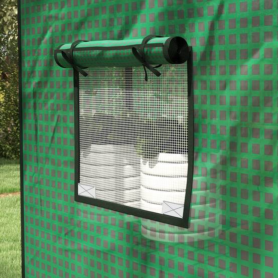 Bâche de rechange pour serre 140 x 73 x 190 cm avec porte et fenêtre zippées, protection anti-UV pour les plantes, verte - Image 10