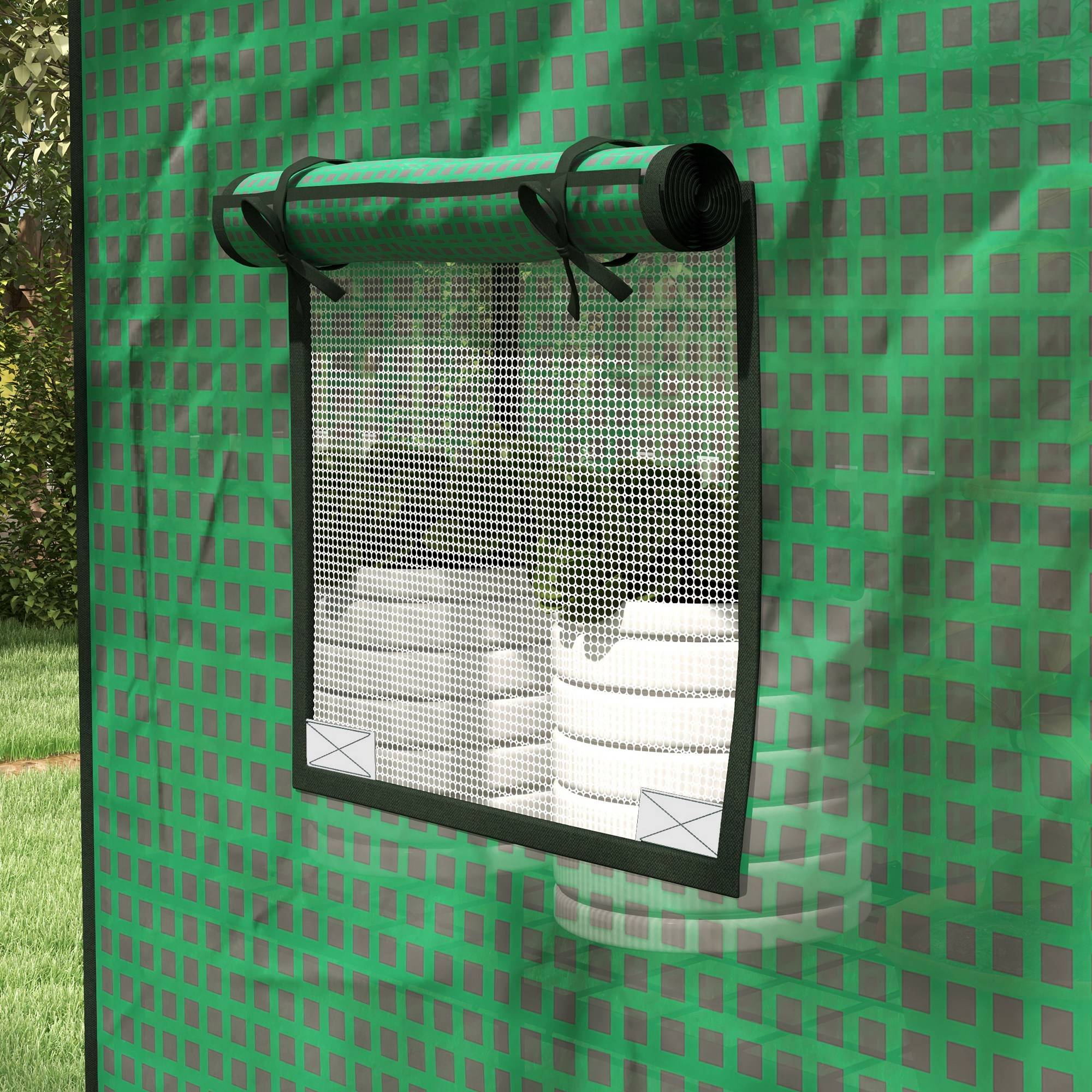 Bâche de rechange pour serre 140 x 73 x 190 cm avec porte et fenêtre zippées, protection anti-UV pour les plantes, verte - Image 10