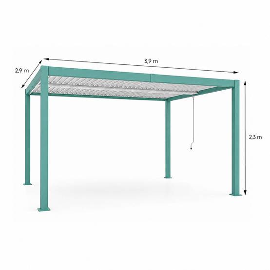 Pergola bioclimatique 4x3m structure aluminium lames orientables verte CORFU - Image 3