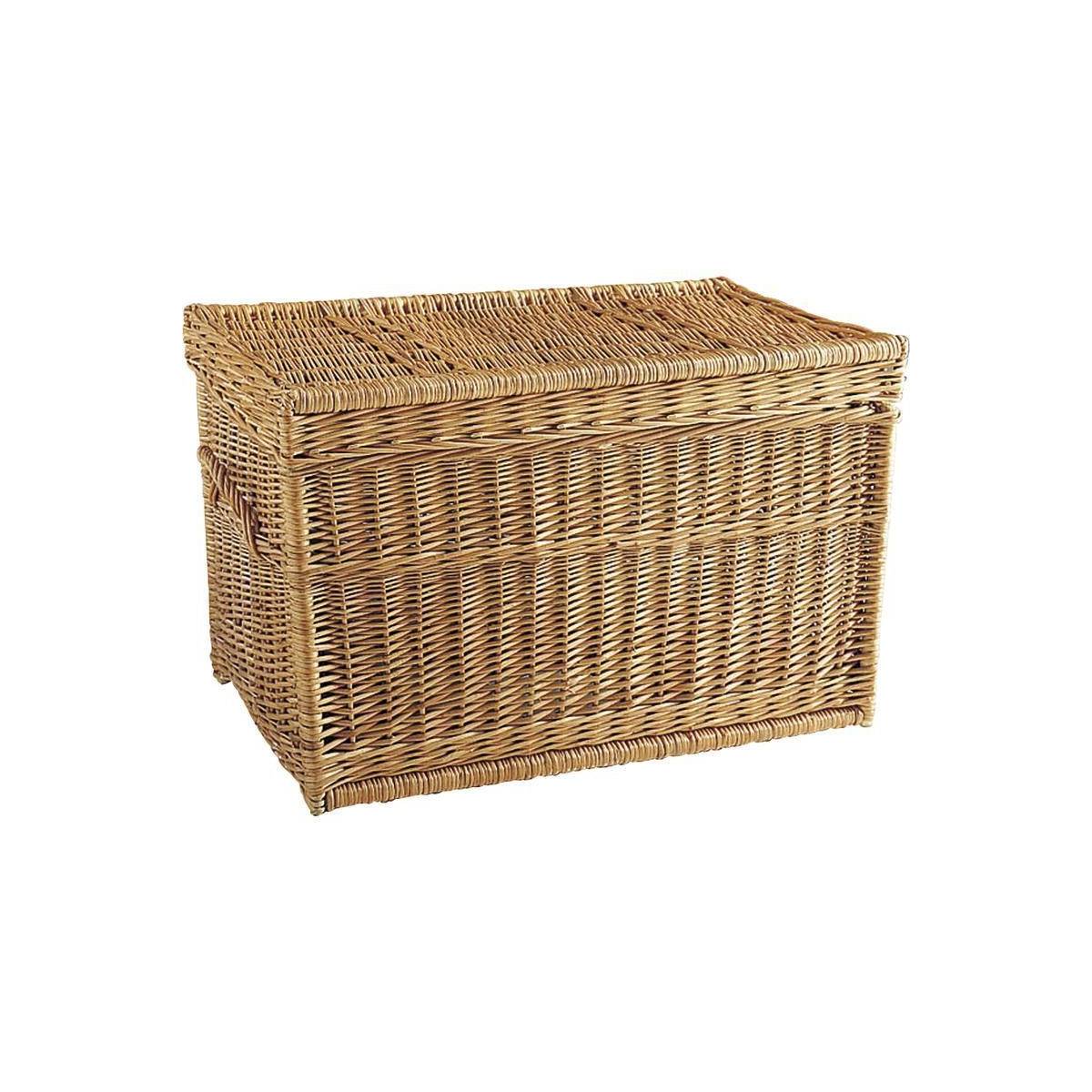 Aubry Gaspard - Malle de rangement en osier buff 80 x 45 x 45 cm - Image 1