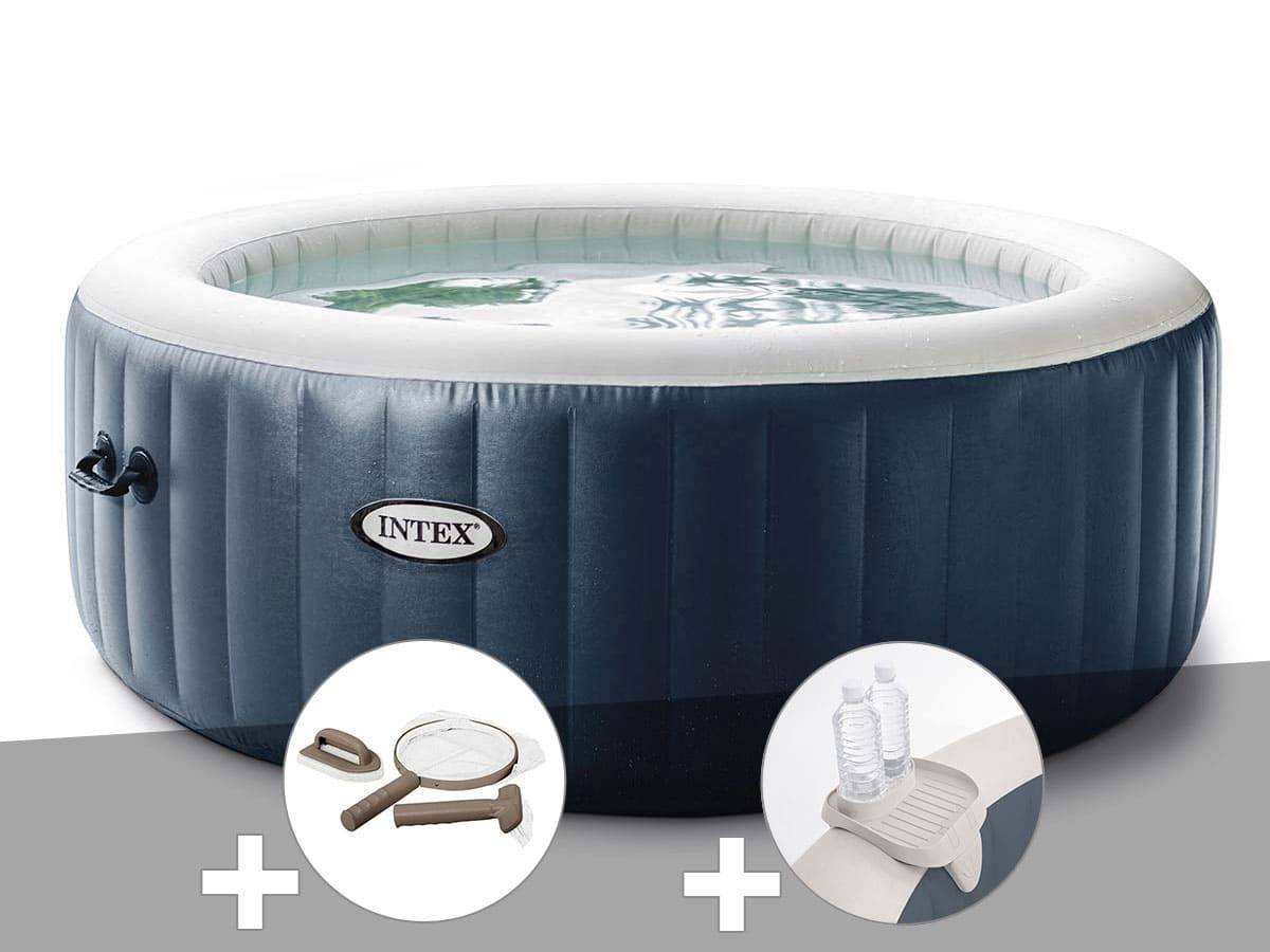 Kit spa gonflable Intex PureSpa Blue Navy rond Bulles 6 places + Kit d'entretien + Porte-verre - Imagen 1