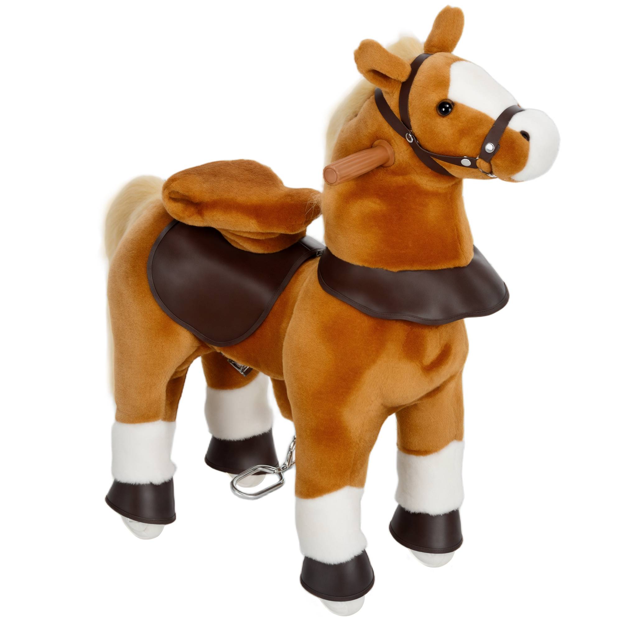 Cheval à monter pour enfant cheval à roulettes selle surélevée pour enfants 3-5 ans charge 60 kg 70 x 28 x 70 cm marron