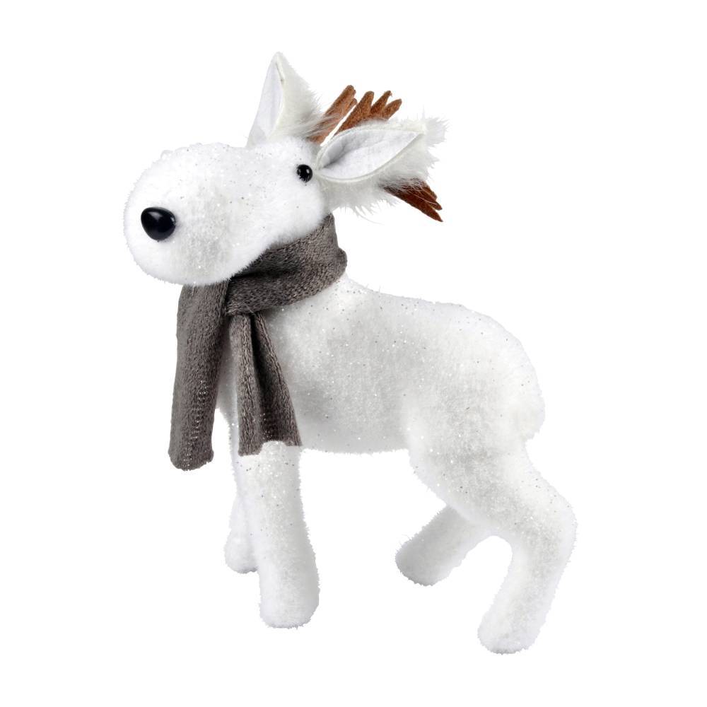 Sans Marque - Décoration de Noël caribou blanc avec écharpe grise - OSE