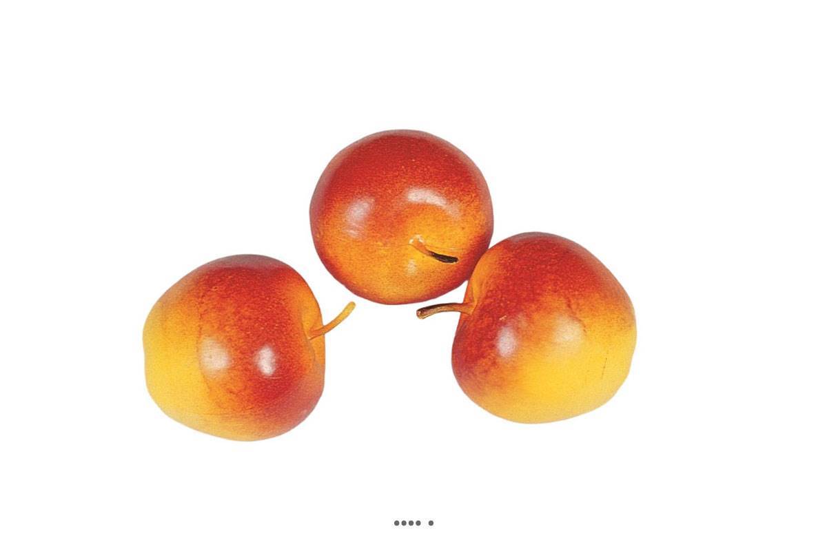 Artificielles - Pomme artificielle moyen Jaune rouge X 3 Plastique soufflé H 65x75 mm - Imagen 1