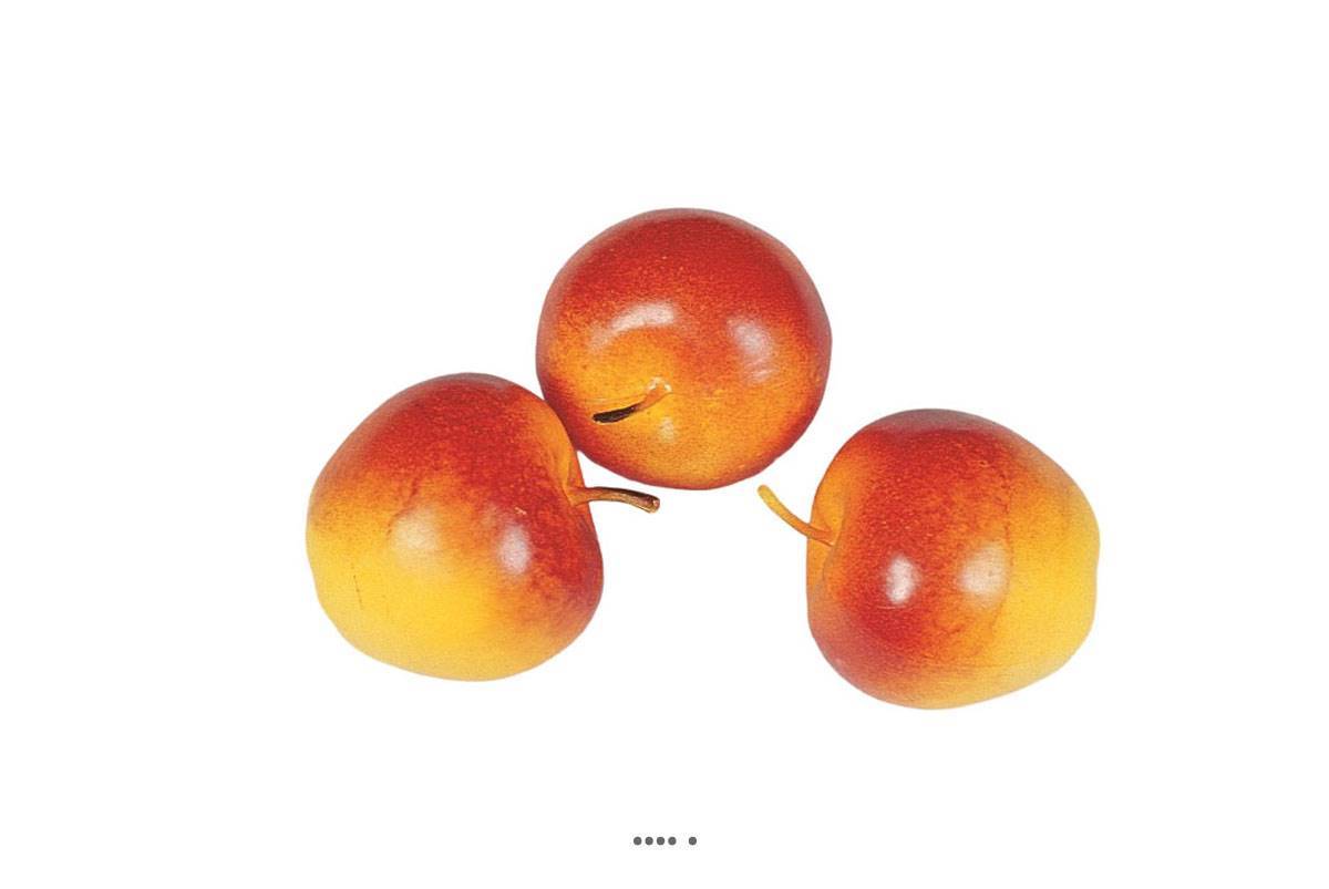 Artificielles - Pomme artificielle moyen Jaune rouge X 3 Plastique soufflé H 65x75 mm - Imagen 2