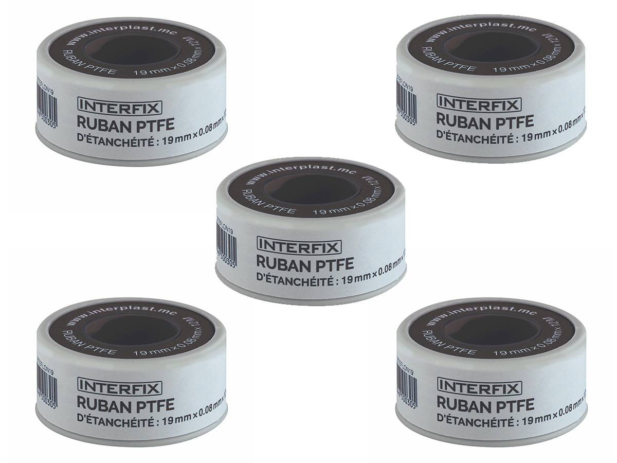 Fitt - Lot de 5 rouleaux de téflon 19 mm x 12 m - Fitt