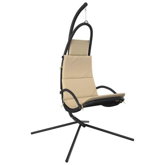 Chaise Balançoire Individuelle Jardin Structure Acier et Tissu Oxford Résistant avec Coussin Ergonomique Crème – ComfortXL Outdoor Living - Image 2