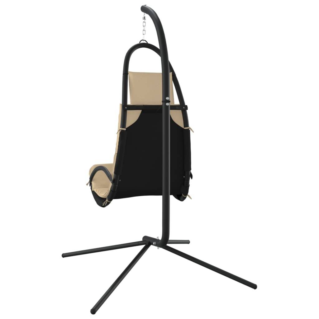 Chaise Balançoire Individuelle Jardin Structure Acier et Tissu Oxford Résistant avec Coussin Ergonomique Crème – ComfortXL Outdoor Living - Image 5