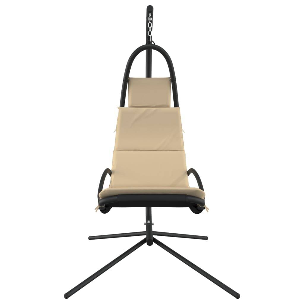 Chaise Balançoire Individuelle Jardin Structure Acier et Tissu Oxford Résistant avec Coussin Ergonomique Crème – ComfortXL Outdoor Living - Image 3