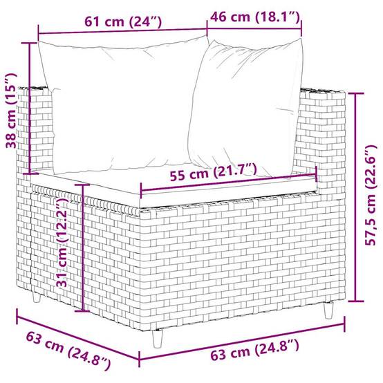 Ensemble salon d'extérieur 4 pcs résine tressée noire modulable avec pouf – ComfortXL Outdoor Living - Image 10