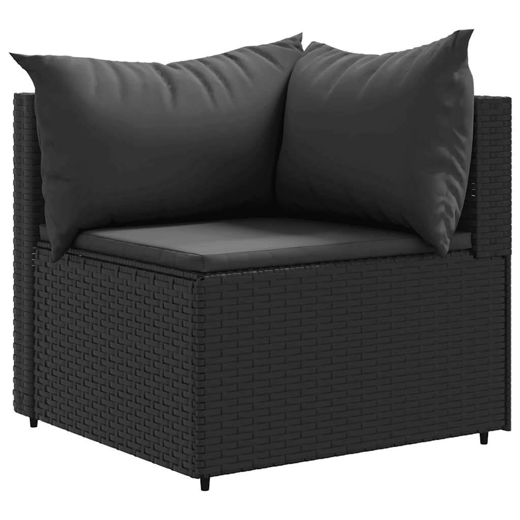 Ensemble salon d'extérieur 4 pcs résine tressée noire modulable avec pouf – ComfortXL Outdoor Living - Image 5