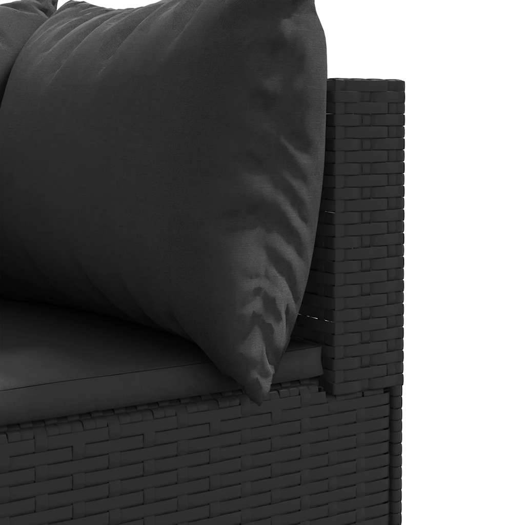 Ensemble salon d'extérieur 4 pcs résine tressée noire modulable avec pouf – ComfortXL Outdoor Living - Image 6