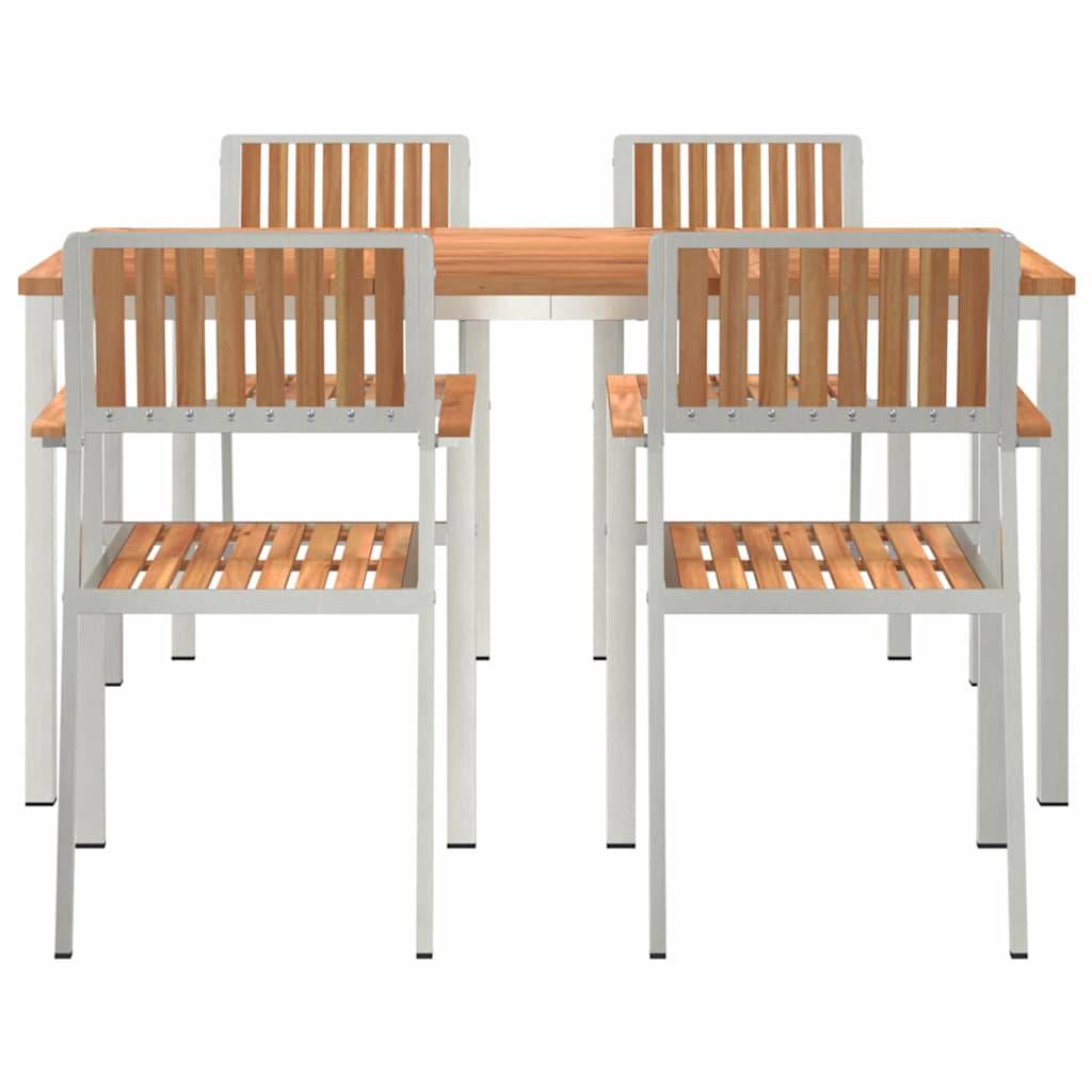 Ensemble de repas extérieur 5 pcs Bois de Teck Massif Marron 150 x 90 x 75 cm - PANGIVO - Image 7