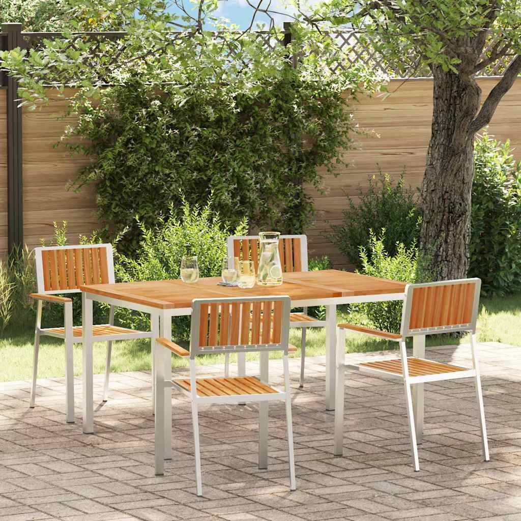 Ensemble de repas extérieur 5 pcs Bois de Teck Massif Marron 150 x 90 x 75 cm - PANGIVO - Image 1