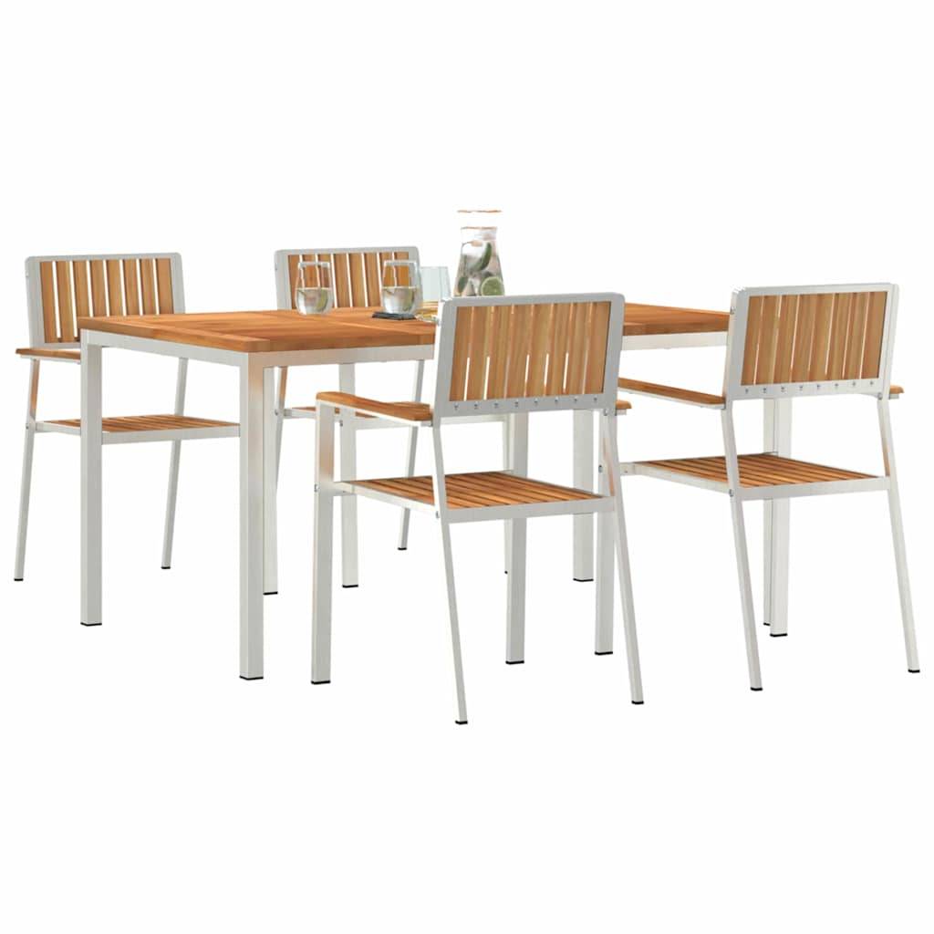 Ensemble de repas extérieur 5 pcs Bois de Teck Massif Marron 150 x 90 x 75 cm - PANGIVO - Image 3