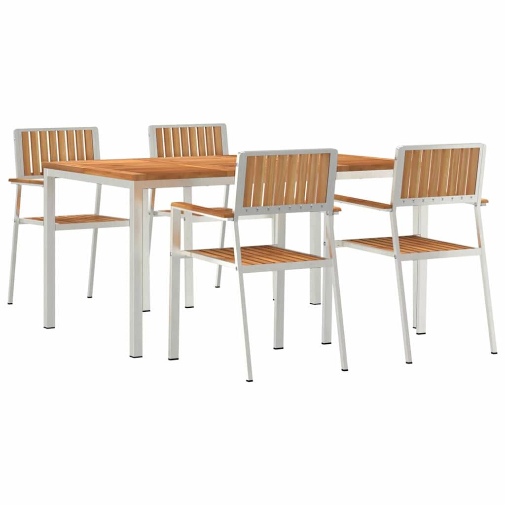 Ensemble de repas extérieur 5 pcs Bois de Teck Massif Marron 150 x 90 x 75 cm - PANGIVO - Image 2