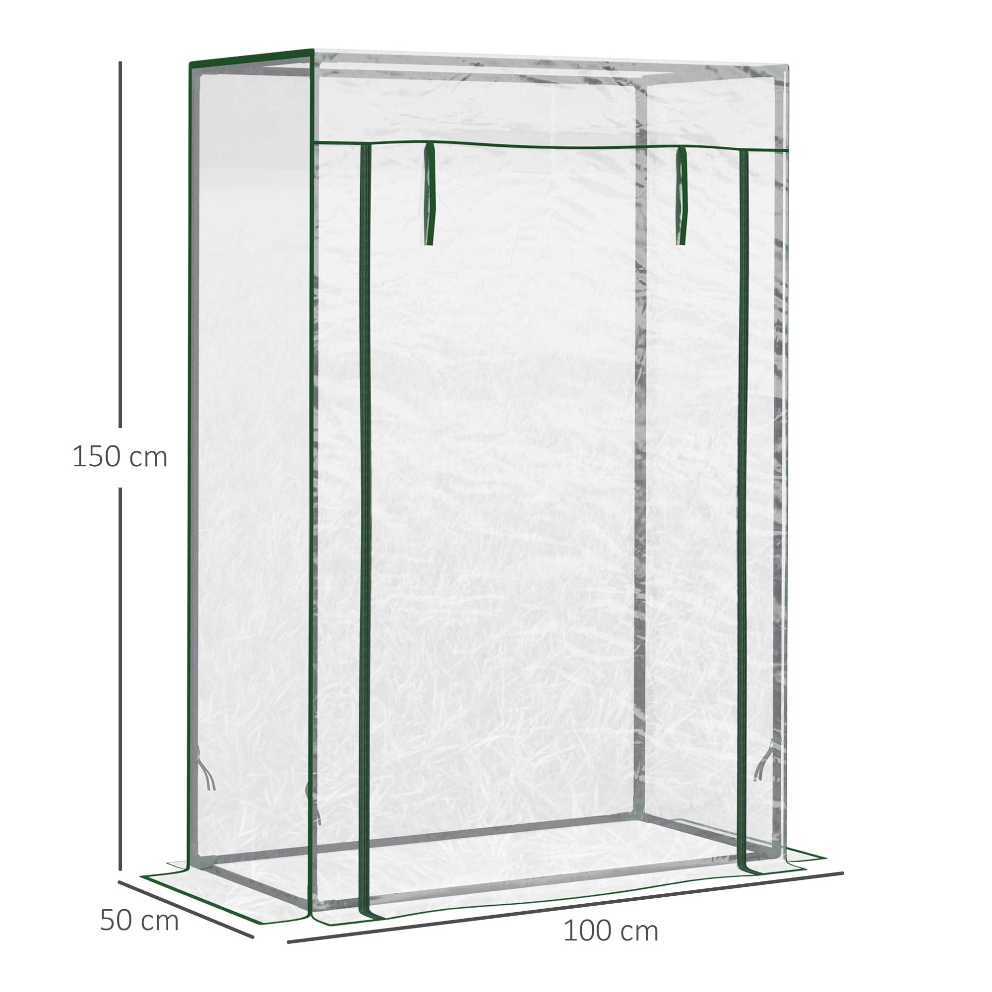 Serre de jardin 100x50x150 cm avec bâche PVC renforcée, structure acier, porte zippée, pour légumes, fleurs et plantes - Image 5