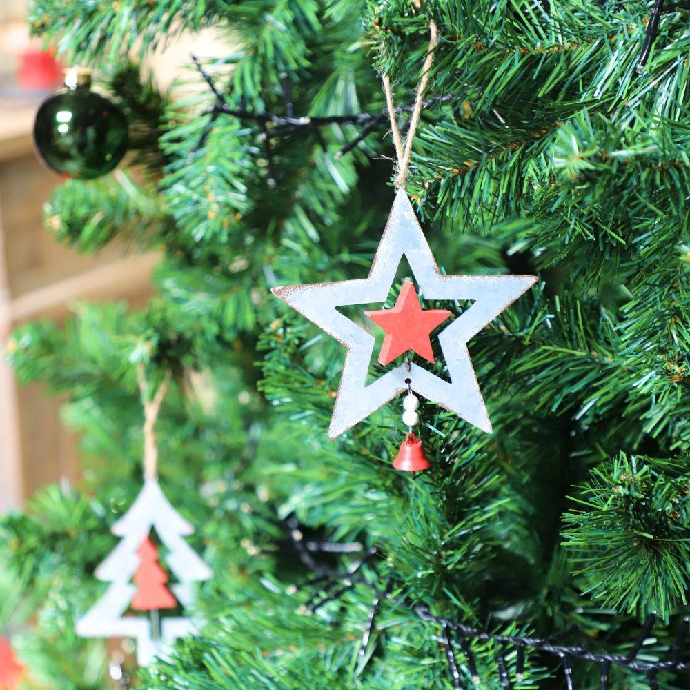 Chemin De Campagne - ~Décoration de sapin de Noël guirlande de Noël zinc gris 10x17cm Chemin de campagne - Imagen 5