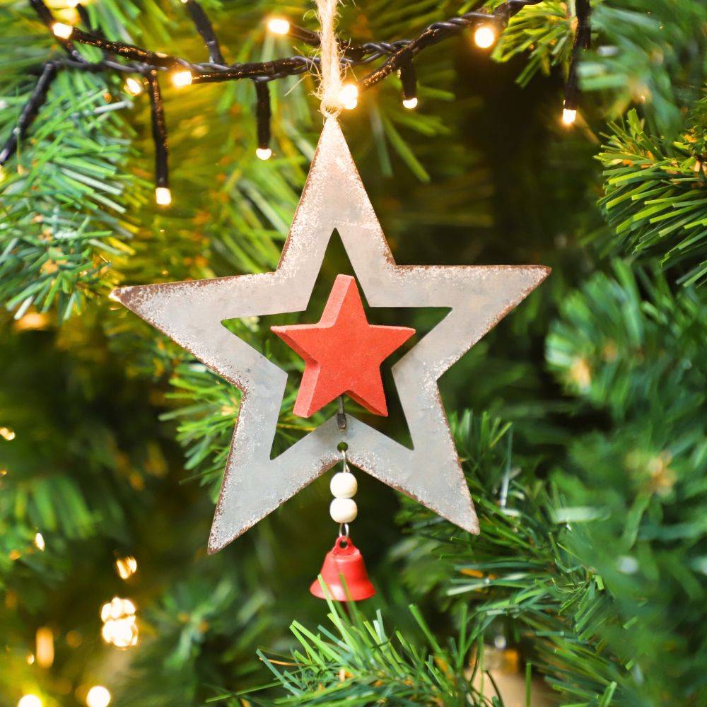Chemin De Campagne - ~Décoration de sapin de Noël guirlande de Noël zinc gris 10x17cm Chemin de campagne - Imagen 3