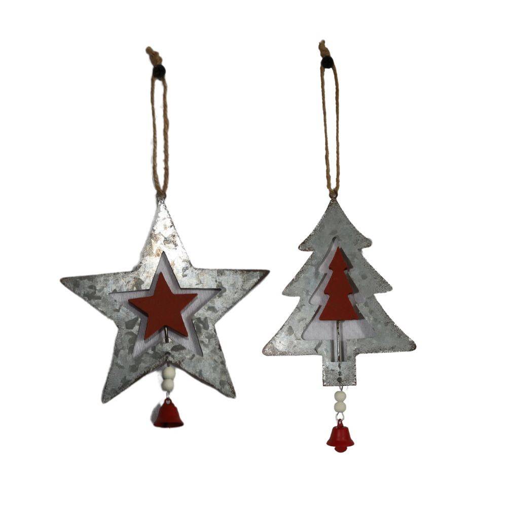 Chemin De Campagne - ~Décoration de sapin de Noël guirlande de Noël zinc gris 10x17cm Chemin de campagne - Imagen 1
