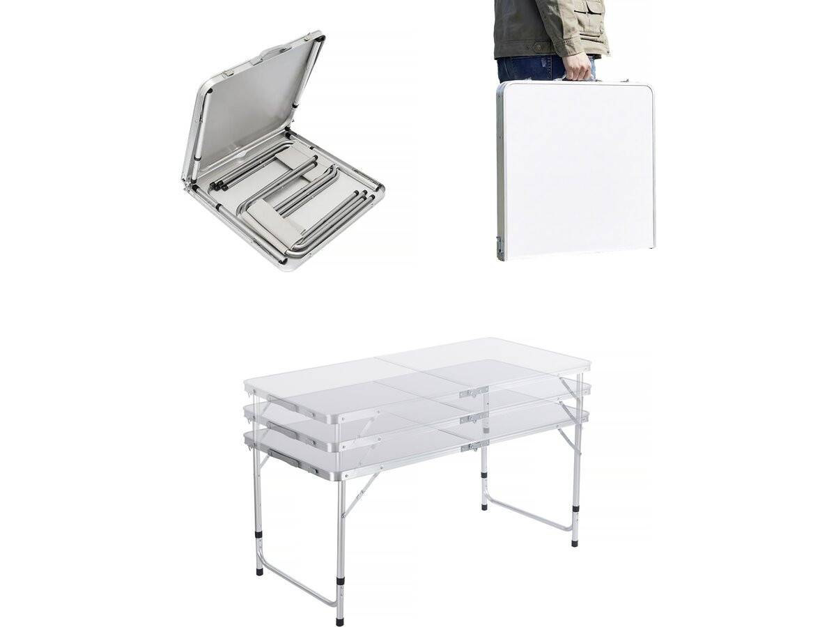 Ensembe Table De Camping Et 4 Tabourets Pliants - 125 X 60 Cm - Blanc -habitat Et Jardin - Image 3