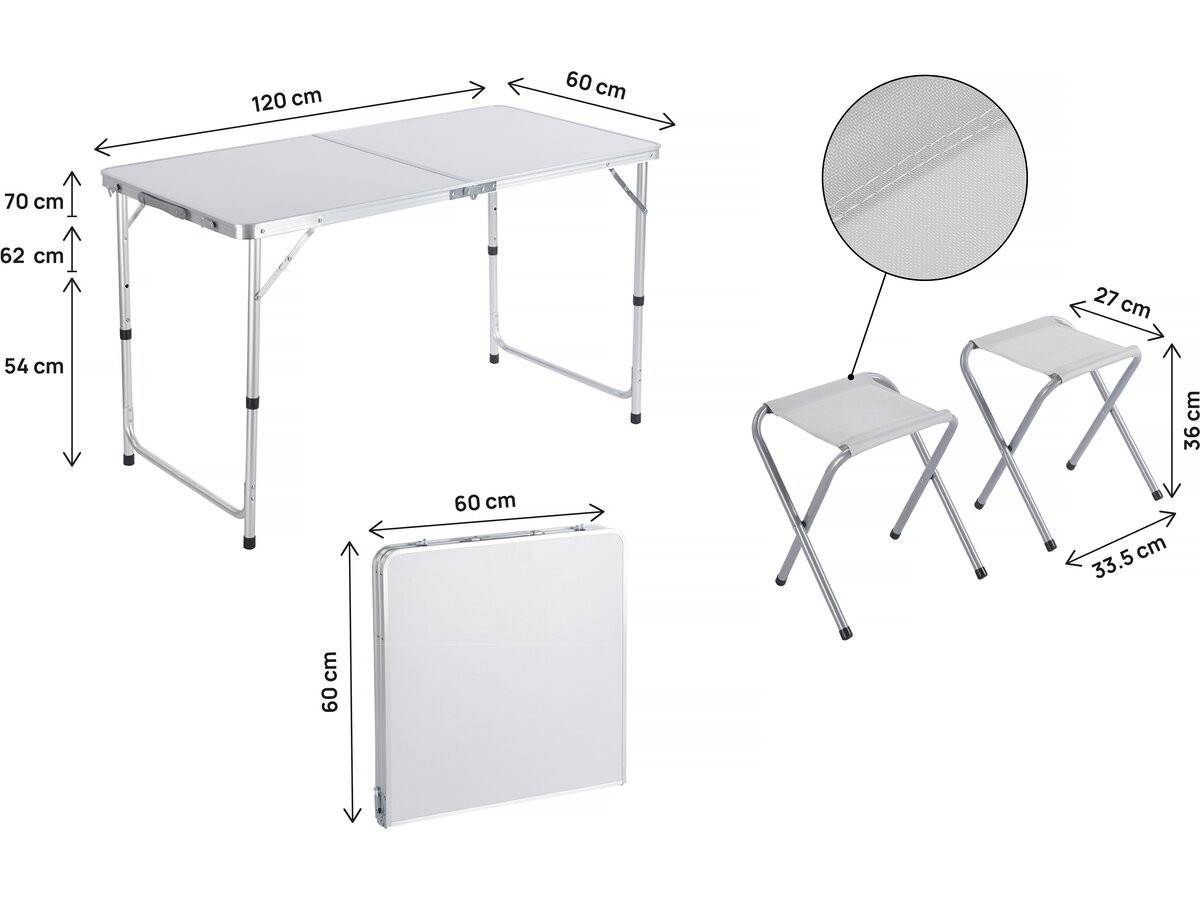 Ensembe Table De Camping Et 4 Tabourets Pliants - 125 X 60 Cm - Blanc -habitat Et Jardin - Image 4
