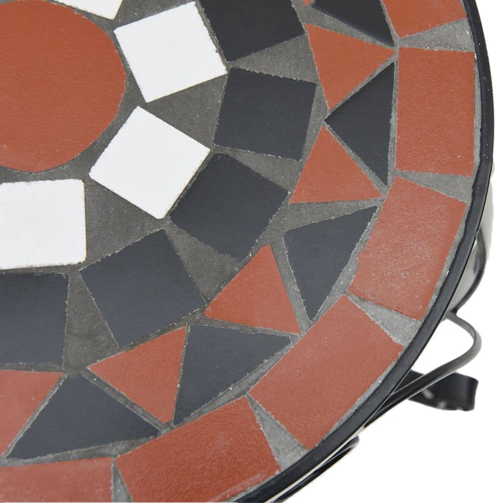 Set de 3 Porte-pots Ronds en Céramique Mosaïque pour Décoration Jardin Extérieur Terre Cuite et Blanc – ComfortXL Outdoor Living - Imagen 8